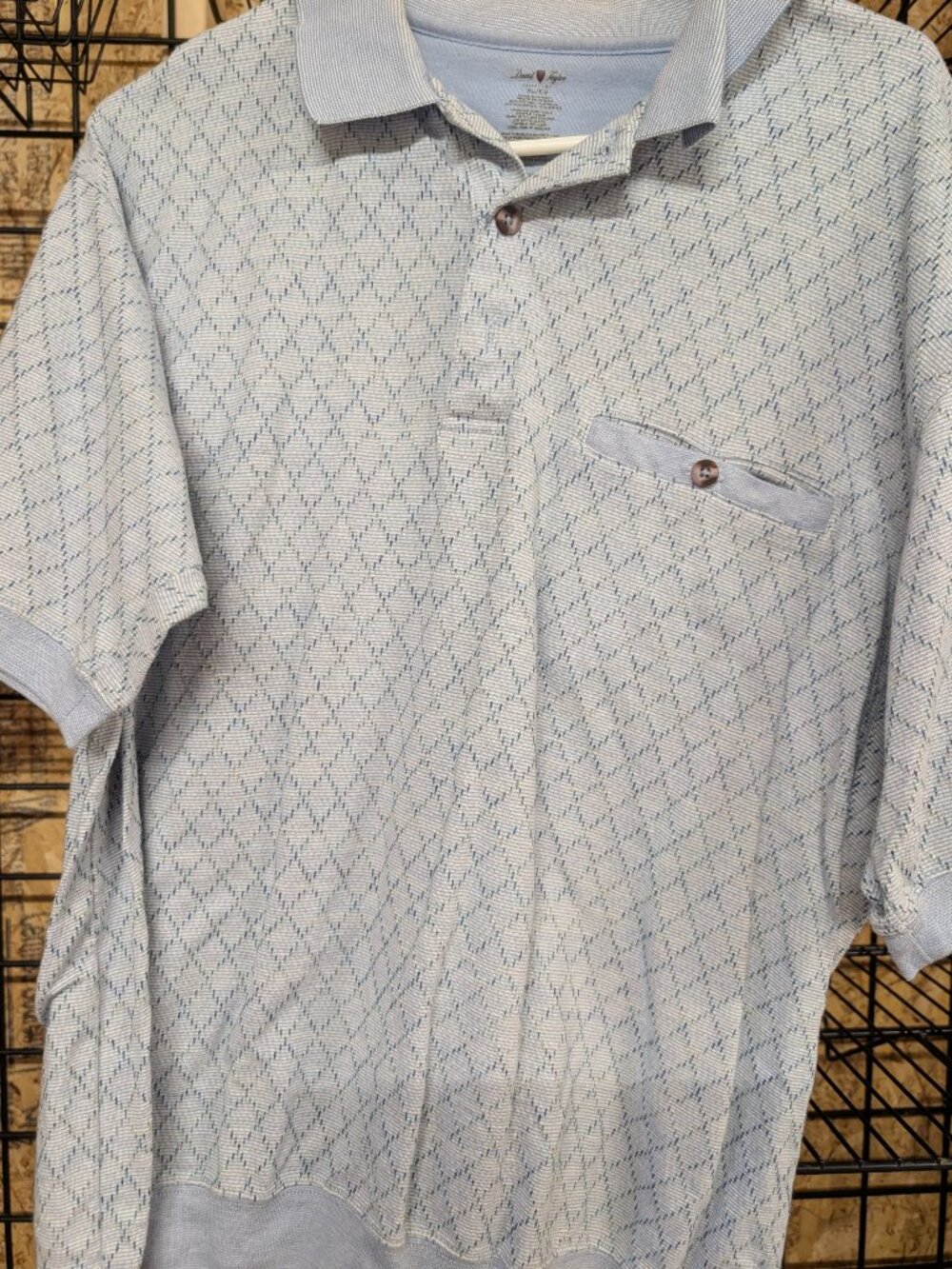 David Taylor Men's XL Polo Shirt Blue Pattern